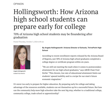Arizona Director of Schools Angela Hollingsworth in the Local News!
